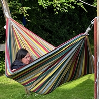 Kids Play Bahia Hammock in durable fabric, Guatemala mix design 